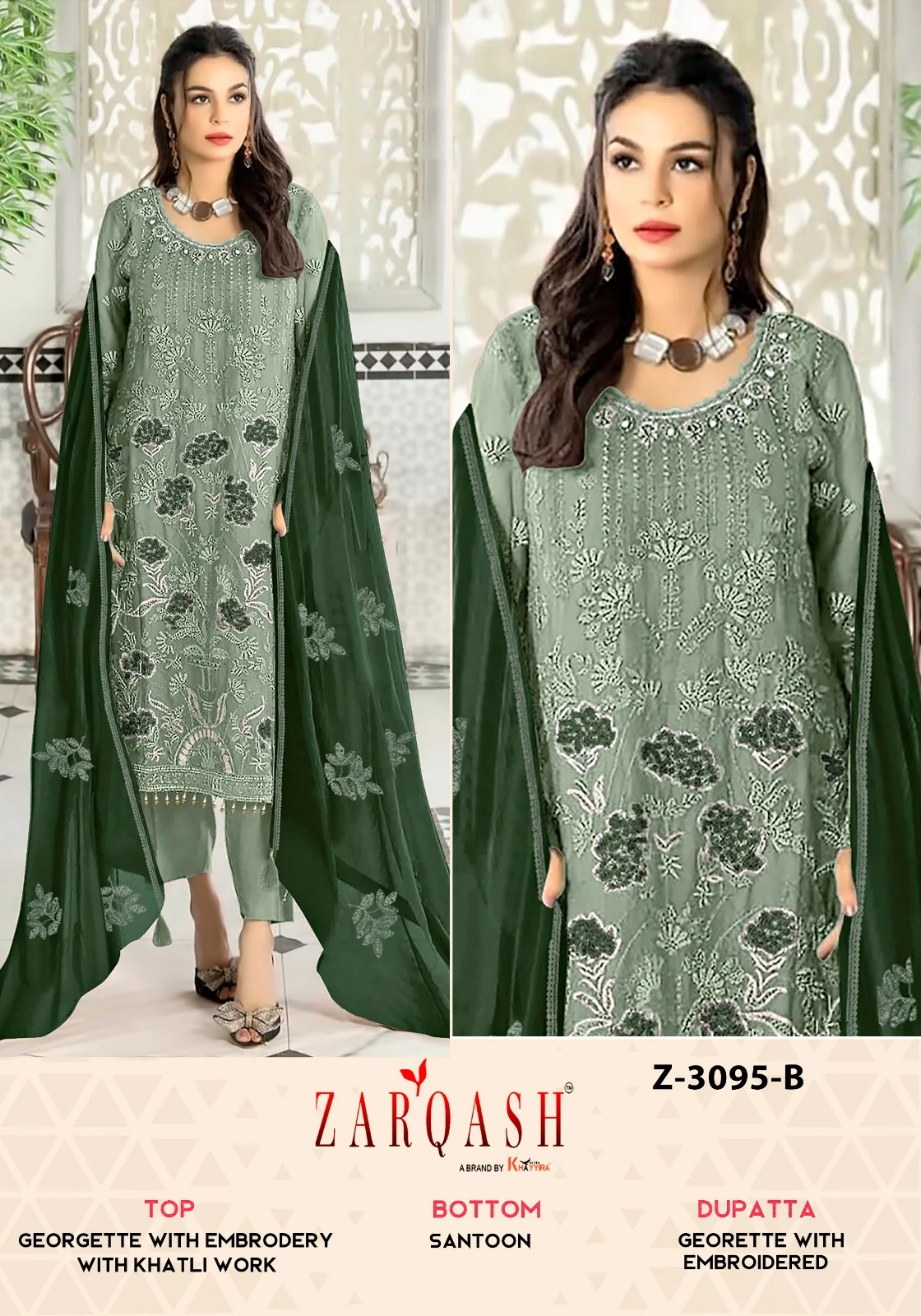 Zarqash Z 3095 Georgette Wholesale Pakistani Salwar Suit Catalog — Wholesale Pakistani Suits, MPA wholesale from Surat - Gallery Image 5